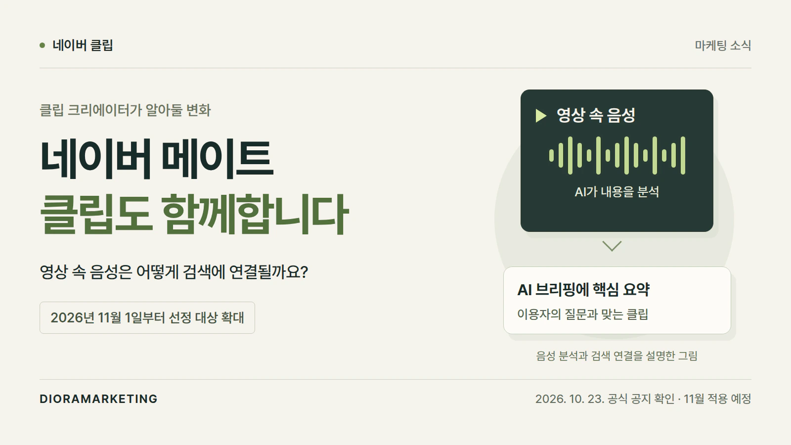 네이버 메이트, 11월부터 클립으로도 선정될 수 있습니다